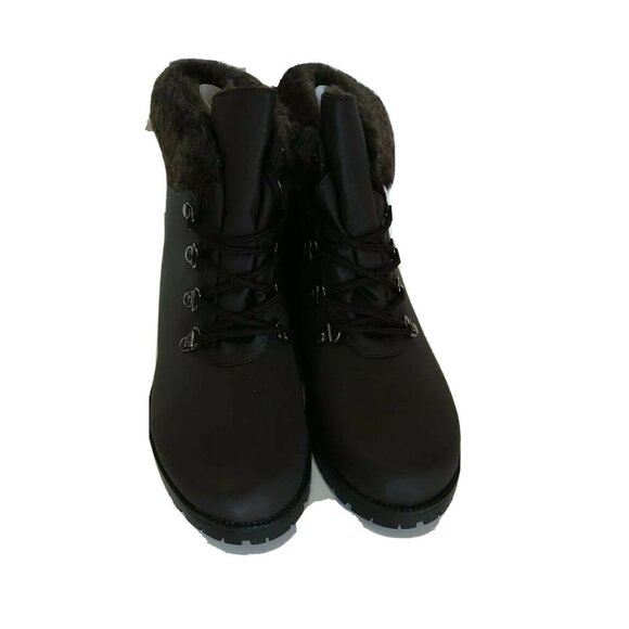 ComfortView Vylon Hiker Ankle Boot Bootie Women Size 7 M Brown Lace Up Faux Fur - Picture 3 of 7